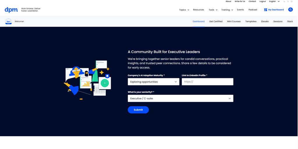 The Digital Project Manager community signup page