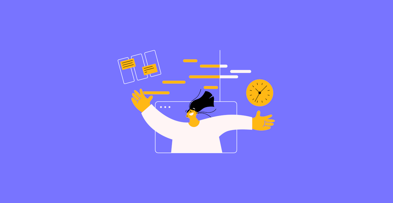 project manager with schedules and clocks surrounding them