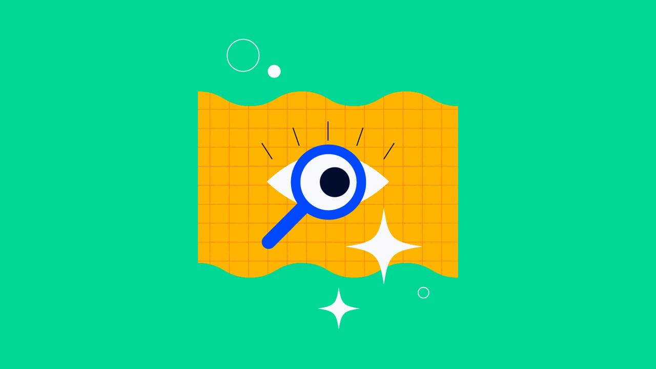 eye with a magnifying glass looking over a quality management plan