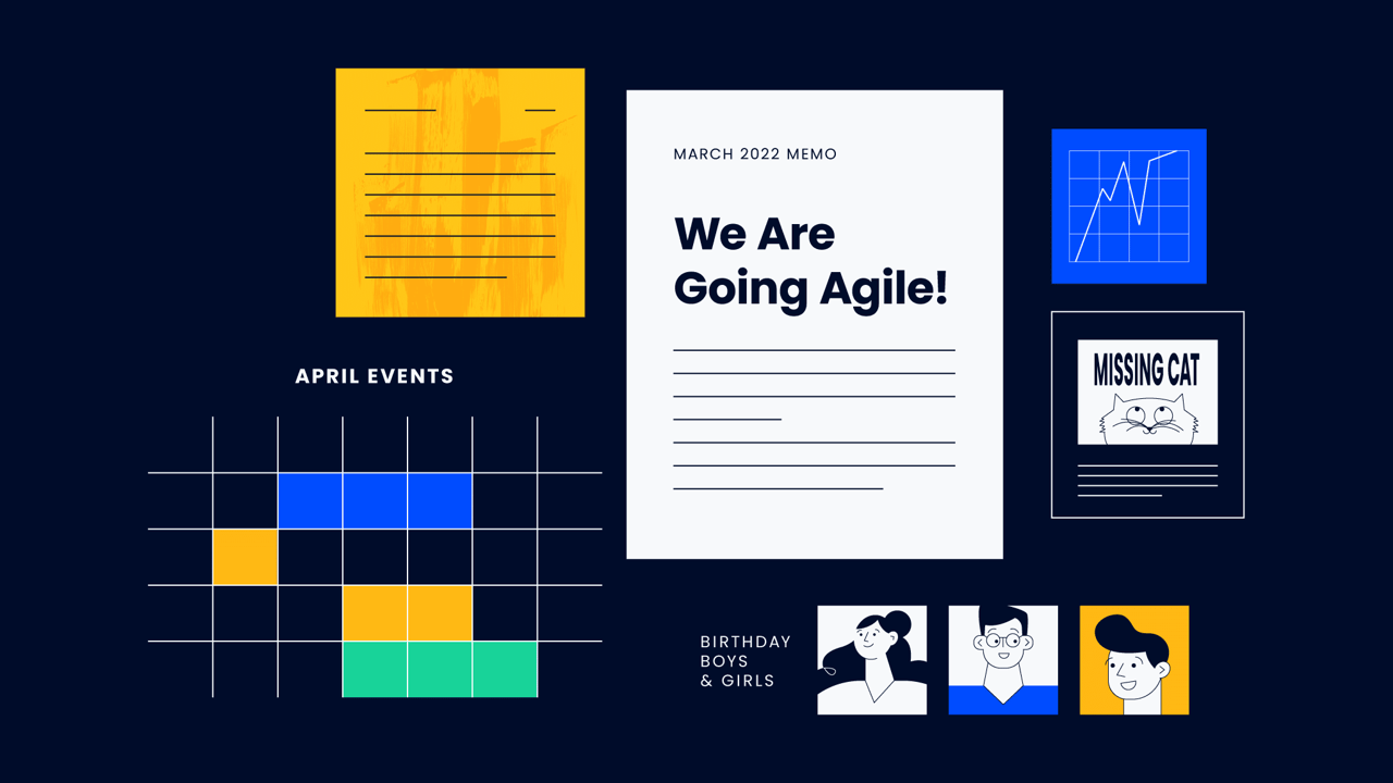 illustration of a company memo announcing that the organization is going agile