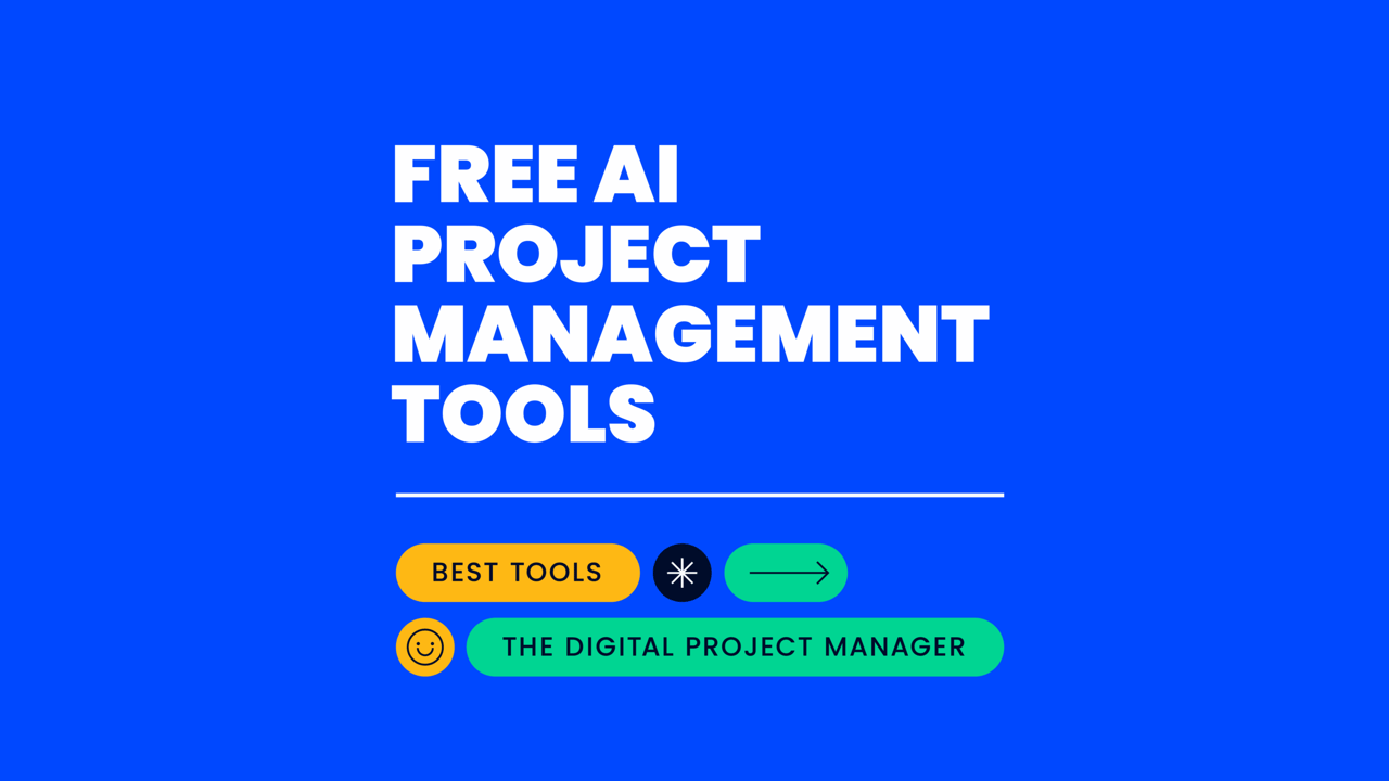 Free ai project management tools text on blue background