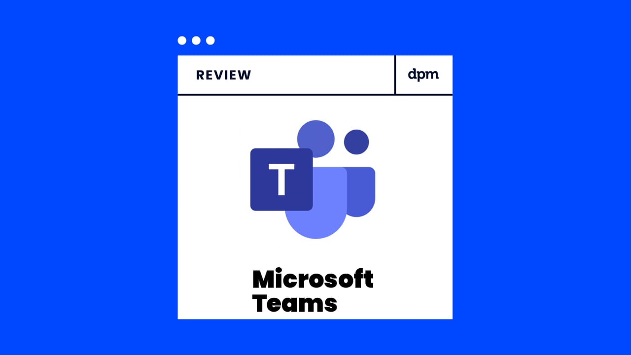 Microsoft teams logo on blue background for microsoft teams review