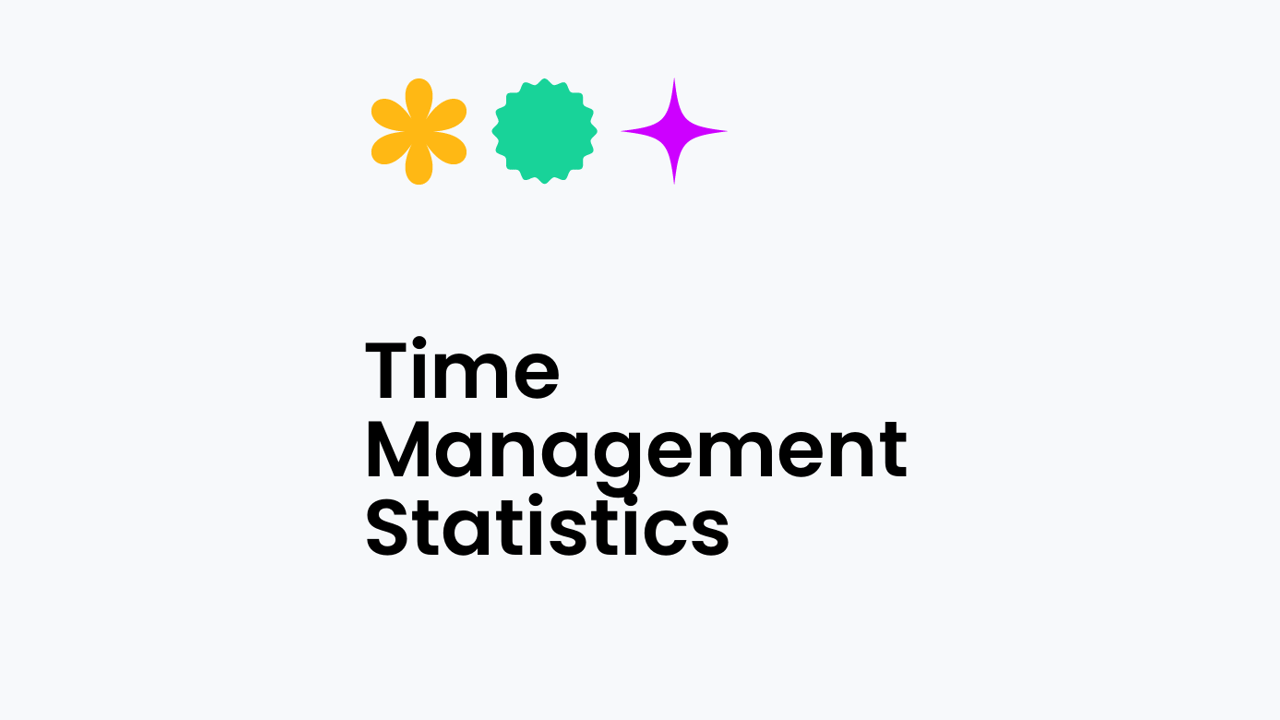 Time management statistics text on white background