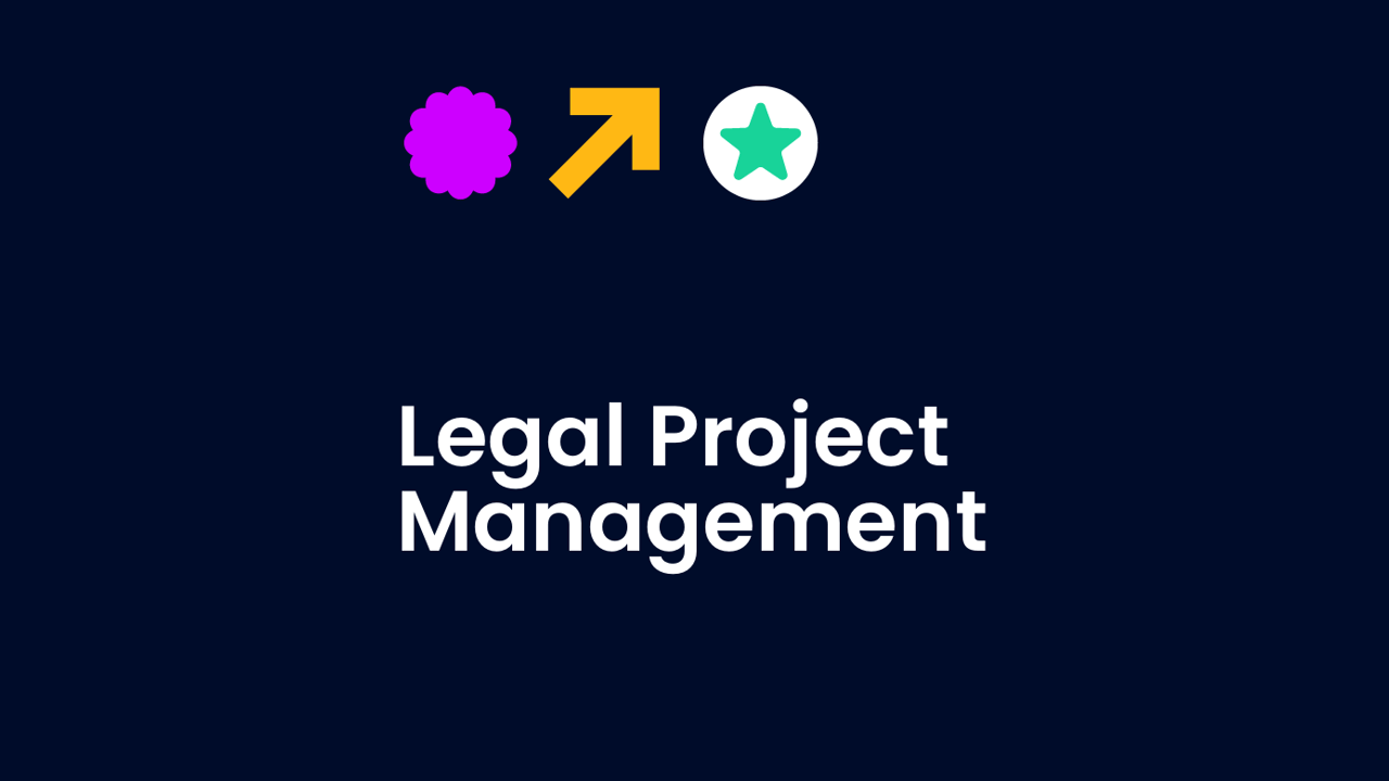 Legal project management text on dark background