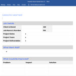 Lessons Learned Template Screenshot