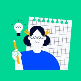project manager holding a pencil in front of a project lessons learned template