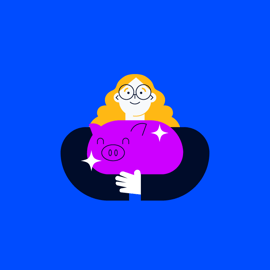 project manager holding a piggy bank