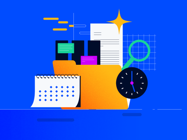 file folders and calendars and clocks for project kickoff