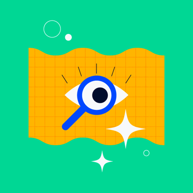 eye with a magnifying glass looking over a quality management plan