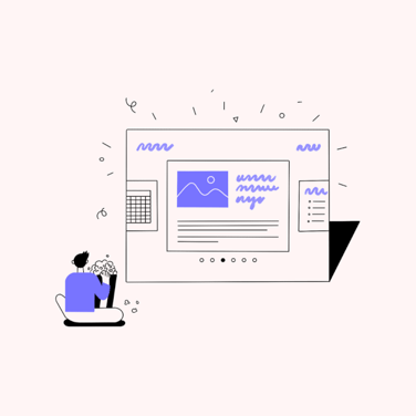 illustration of a project manager sitting in front of a project kickoff meeting presentation