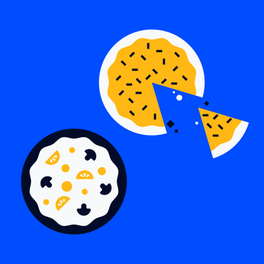 two pizzas, one with a slice removed for kanban vs scrum