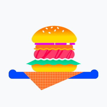 a burger on a platter for waterfall-agile sandwich model