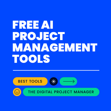 Free ai project management tools text on blue background