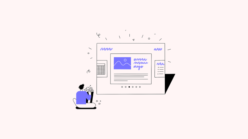 illustration of a project manager sitting in front of a project kickoff meeting presentation