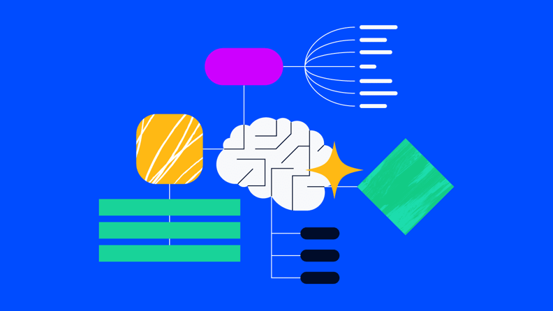 illustration of a brain with charts and graphics connected to it for benefits of mind mapping