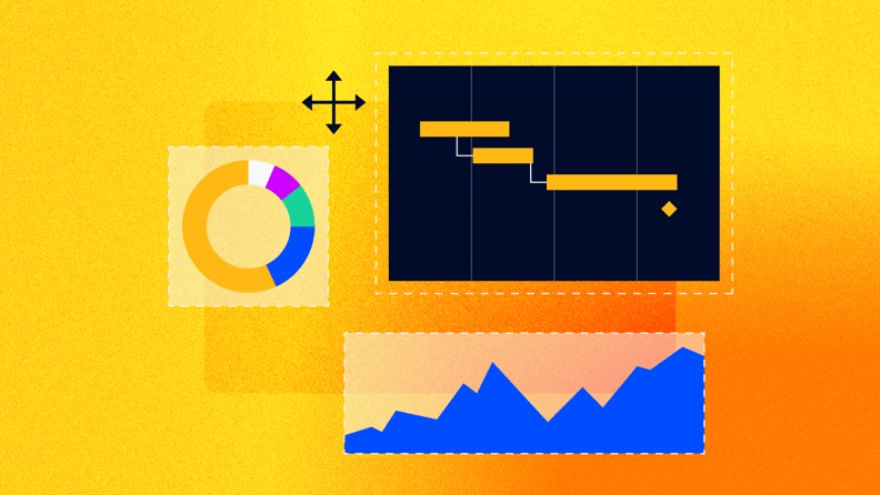 illustration of various chart and graphs in the form of a project management dashboard