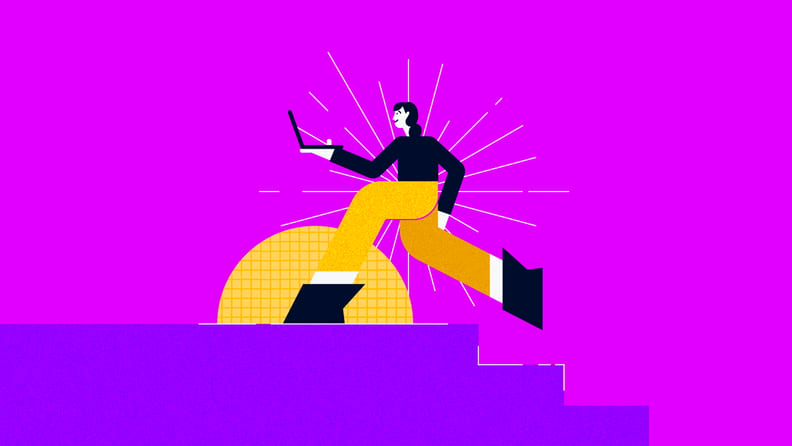 project manager walking up stairs for project management career
