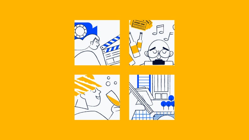 illustrations of project manager on film sets and on band tours