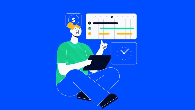 project manager sitting beside charts and graphs for project management job benefits