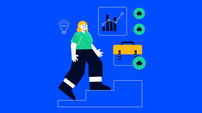 project manager walking up stairs for where to get PDUs