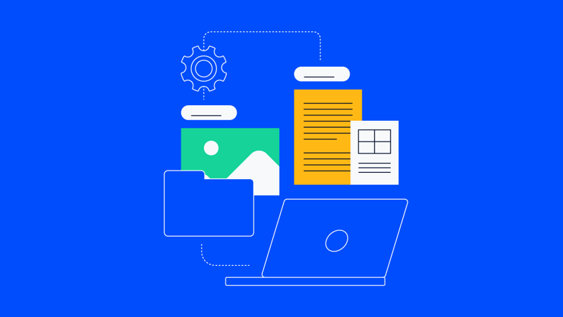 digital assets on a laptop for digital asset management version control