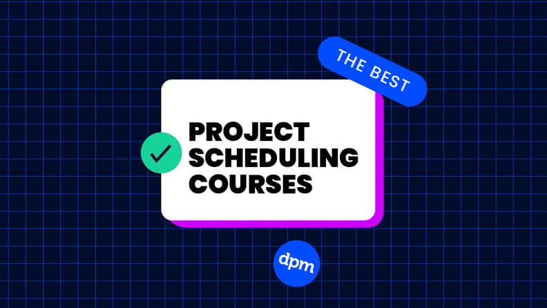 best project scheduling courses text on white and navy background