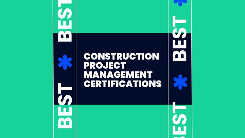 Construction project management certifications text on green and black background