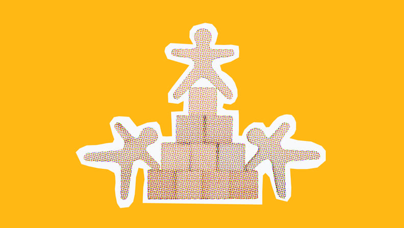 team members with a stack of boxes for how to balance workload