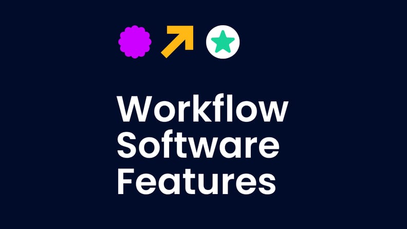 Workflow software features text on black background