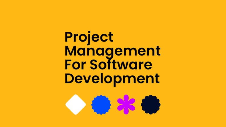 Project management for software development text on orange background