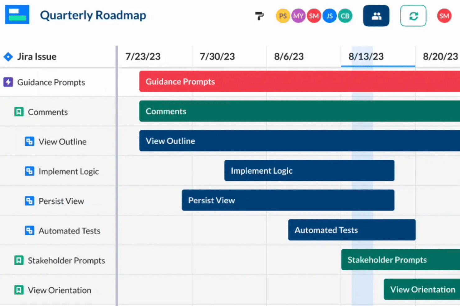 Visor builds Gantt timelines with synced tasks and roadmap views.
