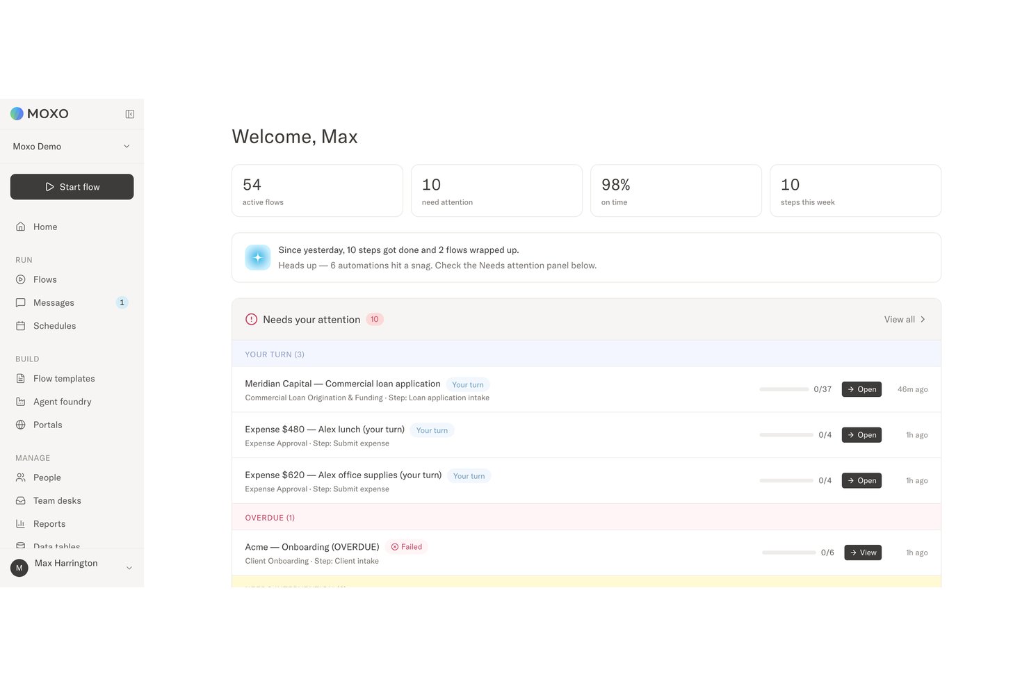 Moxo helps organizations automate complex workflows while keeping teams, clients, and AI agents aligned.