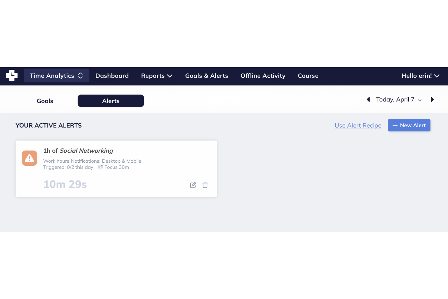 screenshot - Avis sur RescueTime : Avantages, Inconvénients, Fonctionnalités et Aperçu des Tarifs