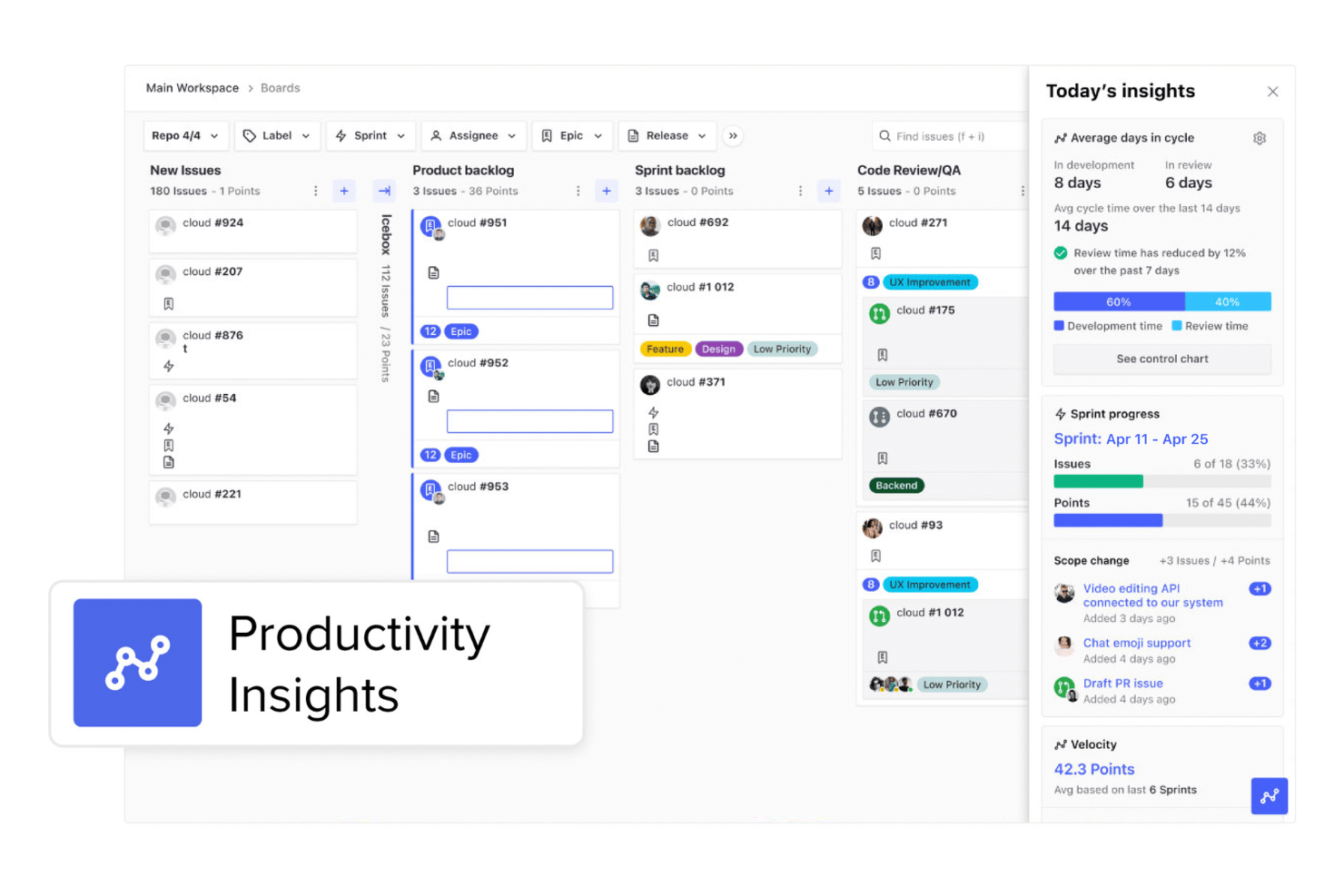 Zenhub manages dev projects with boards, sprints, and GitHub sync.