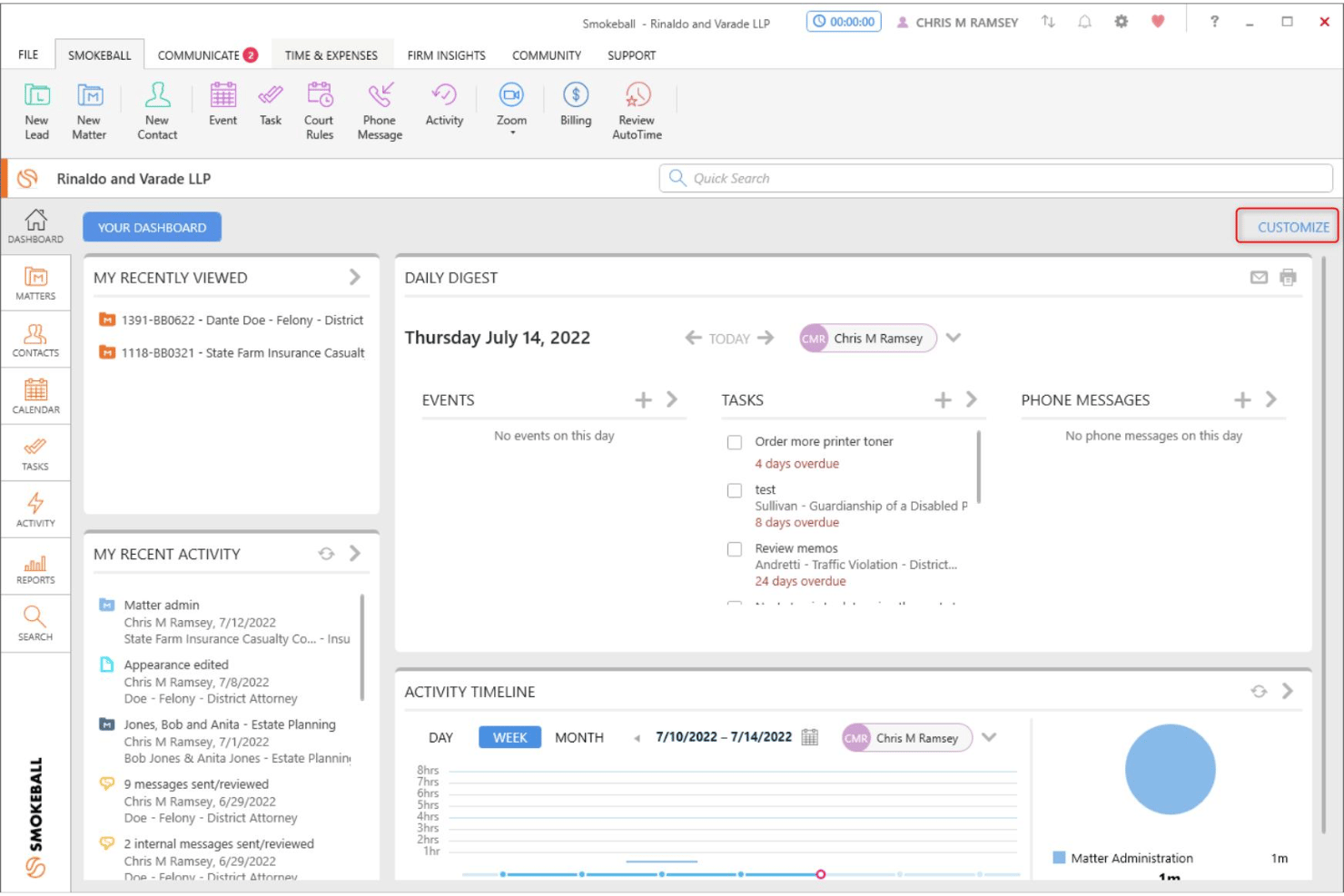 Legal project management tool with automation and case workflows