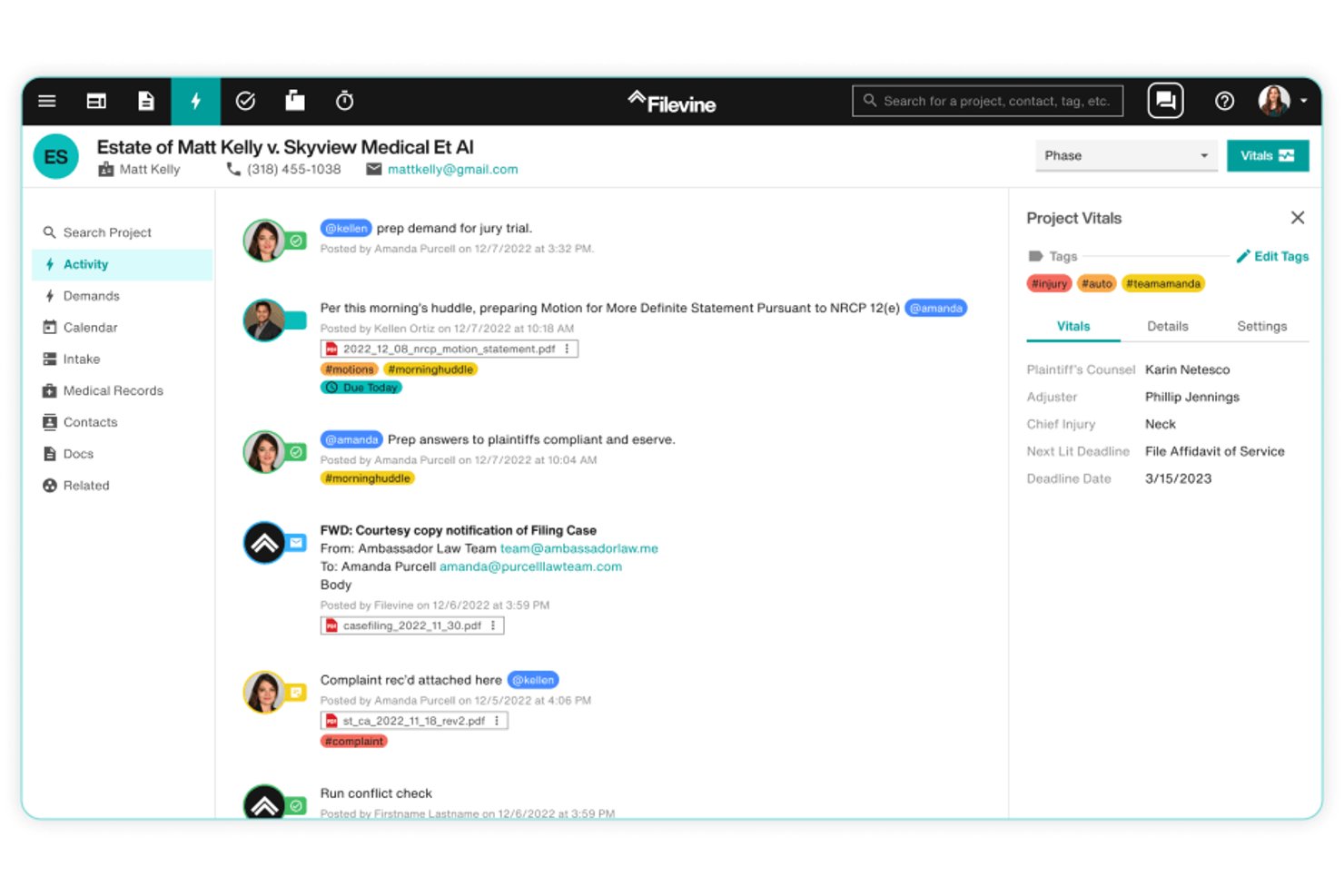 screenshot - Filevine Review: Pros, Cons, Features and Pricing