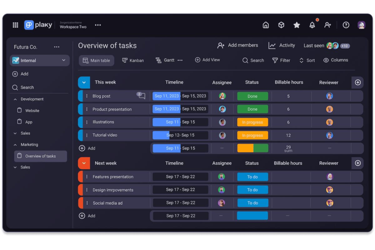 Simple project management tool for small teams and workflows