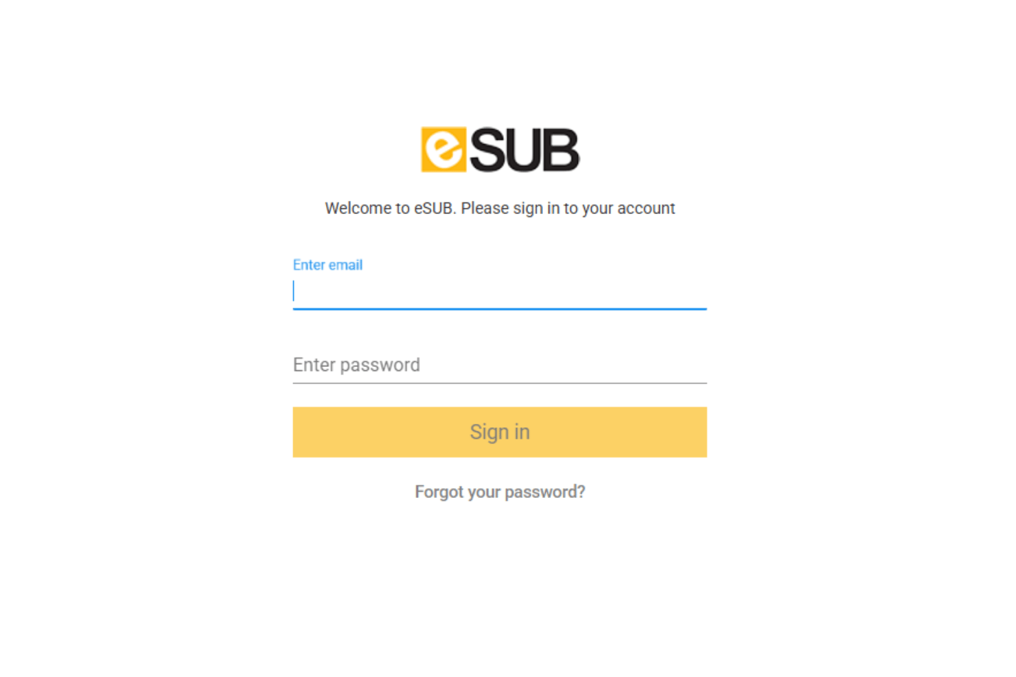 eSUB onboarding dashboard with tutorials and training tools