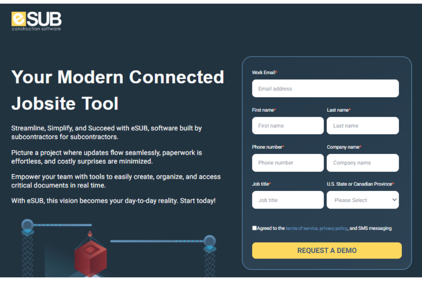 eSUB pricing dashboard with subcontractor management features