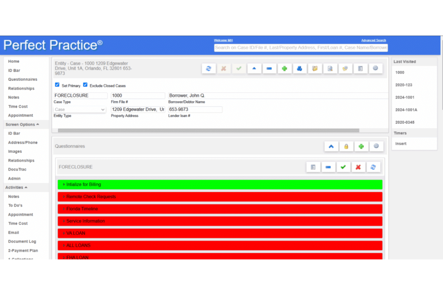 Legal project management tool for organizing cases and workflows