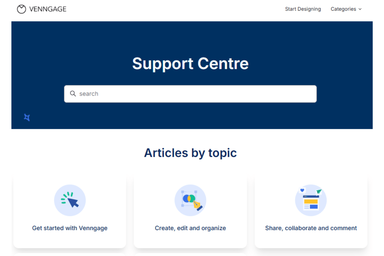 Venngage customer support with live chat, help center, and success services.