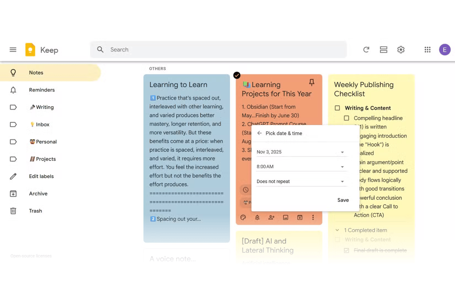 screenshot - Google Keep Review: Pros, Cons, Features and Pricing