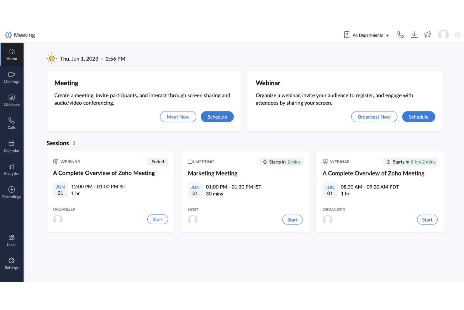 Zoho Meeting provides simple, reliable video conferencing for business teams.