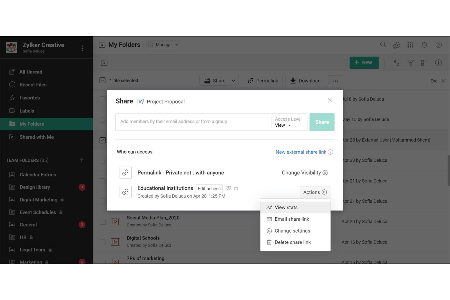 screenshot - Zoho WorkDrive Review: Pros, Cons, Features and Pricing