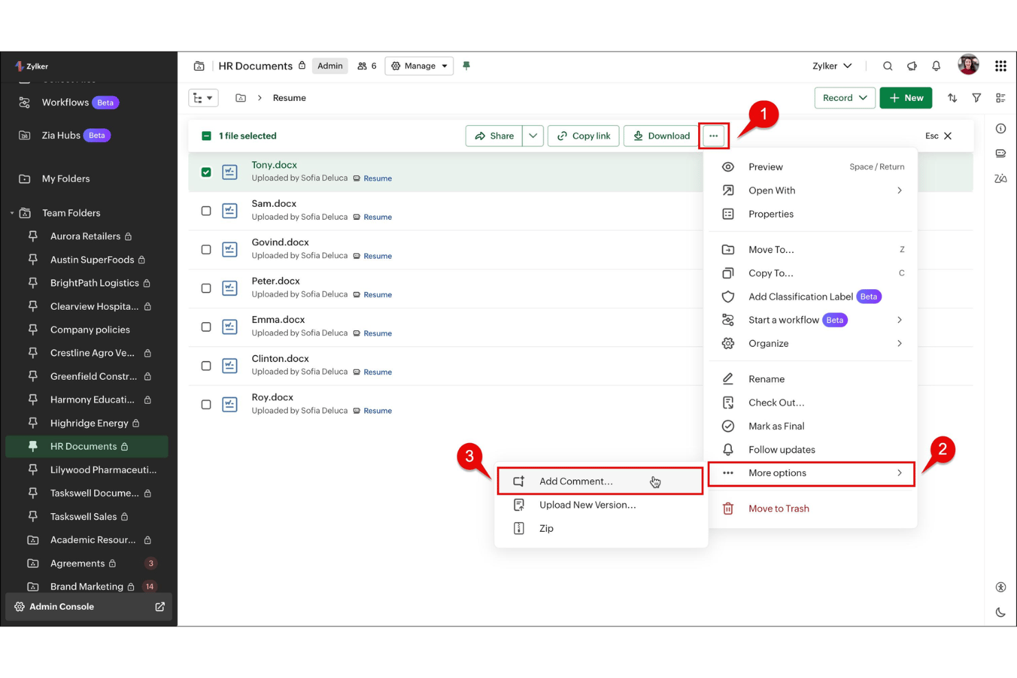 screenshot - Zoho WorkDrive Review: Pros, Cons, Features and Pricing