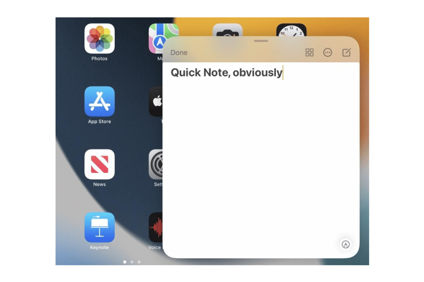 Apple Notes Quick Note feature on iPad and Mac for capturing thoughts, links, and content without leaving an app.