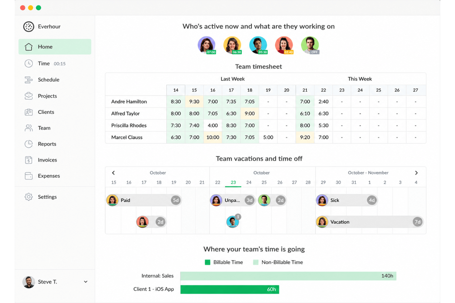 Everhour helps teams manage time, budgets, and productivity from a single project tracking platform.