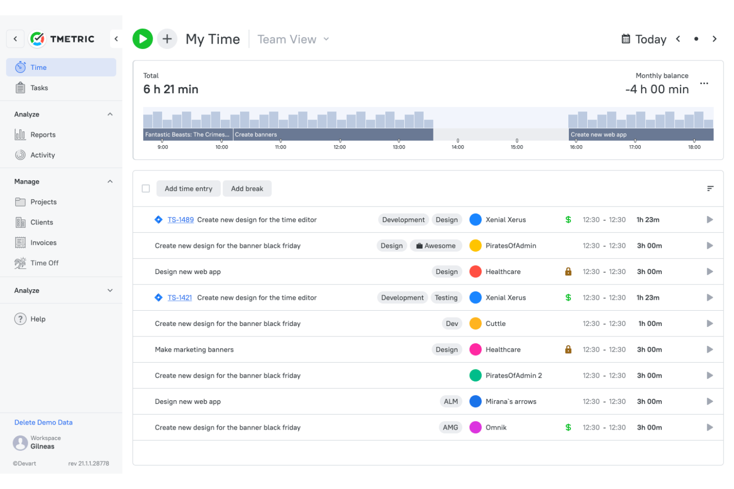 TMetric helps service teams track time, manage projects, and improve profitability from one platform.