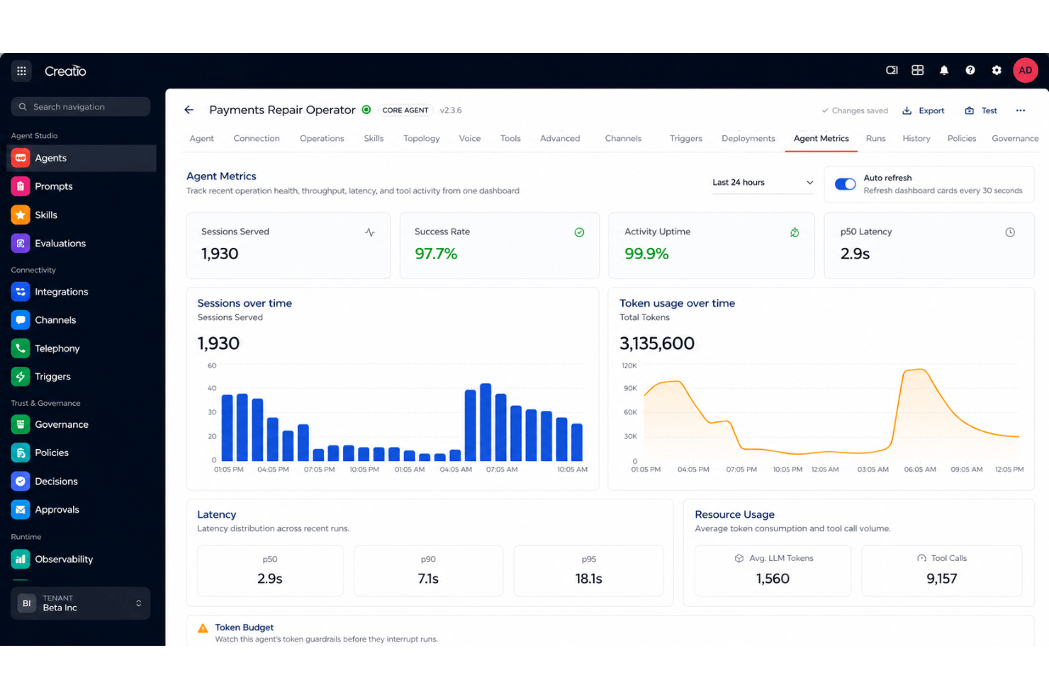 Creatio AI Studio coding agent tools for building advanced AI agents.