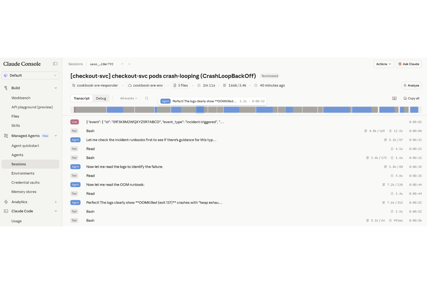 Claude Managed Agents workflow showing autonomous multi-step task execution.